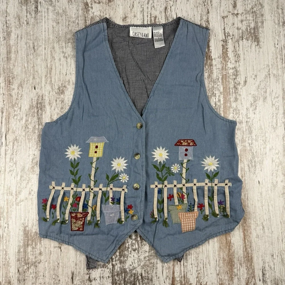Vintage Women's Studio Collection Women's Spring Garden Teacher Vest Size L - Picture 1 of 7